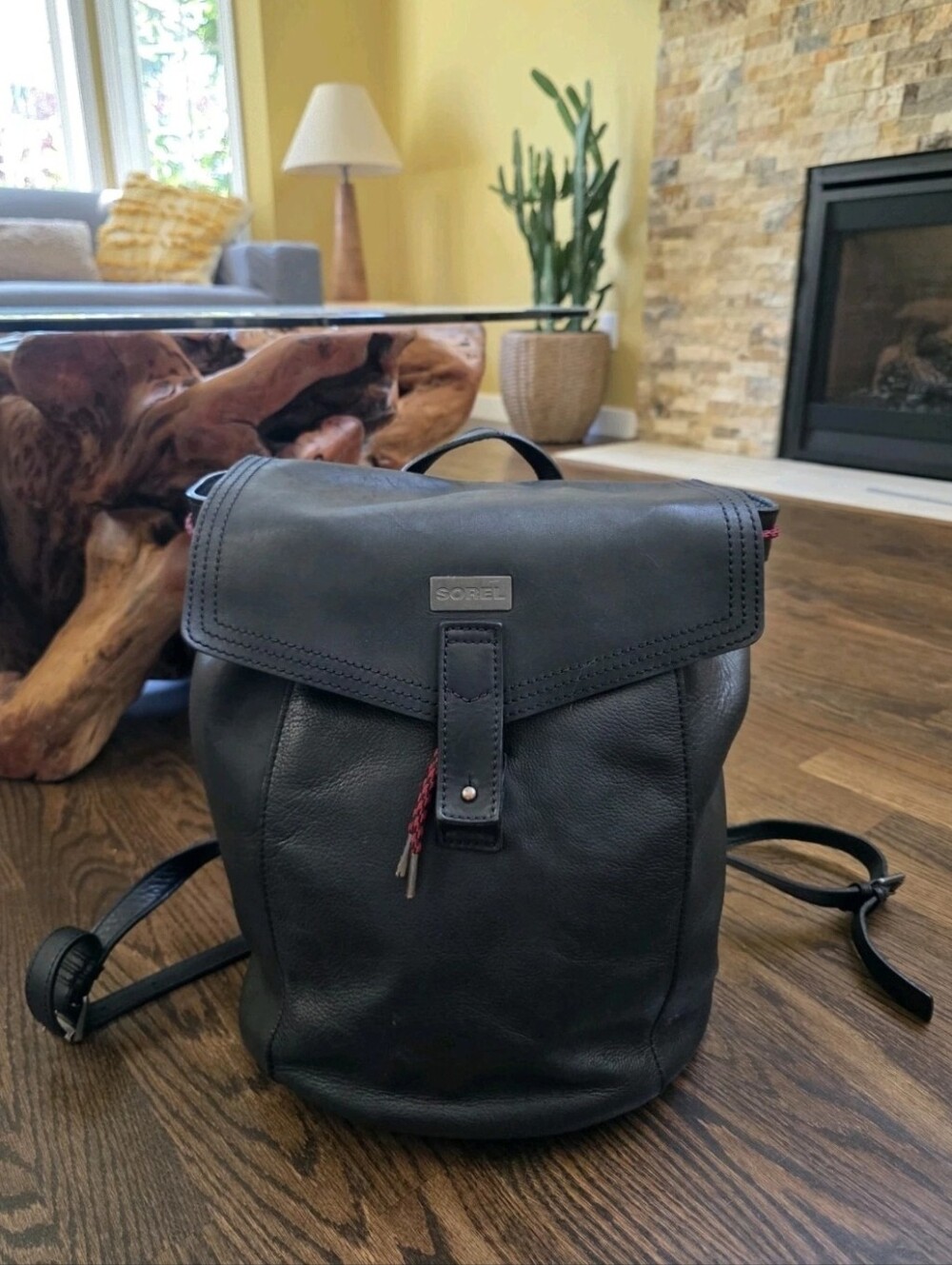 Sorel Leather Backpack Black
